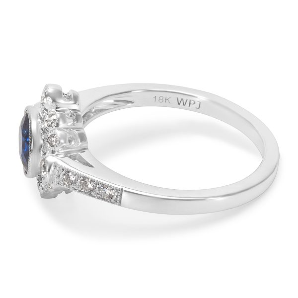 038495 sv 1d913391 034a 4762 ad07 d07511823787 BRAND NEW Vintage Style Sapphire Diamond Ring in 18K White Gold 024 CTW