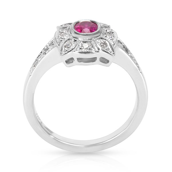 038502 pv Ruby Diamond Fashion Ring in 18K White Gold 018 CTW