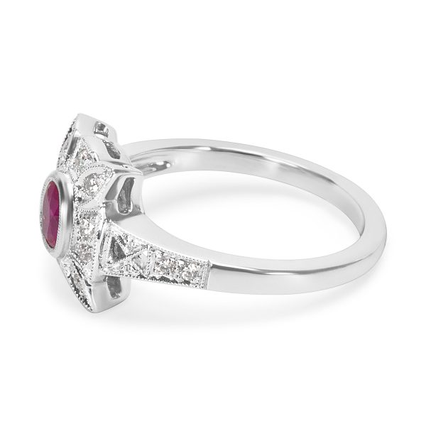 038502 sv Ruby Diamond Fashion Ring in 18K White Gold 018 CTW