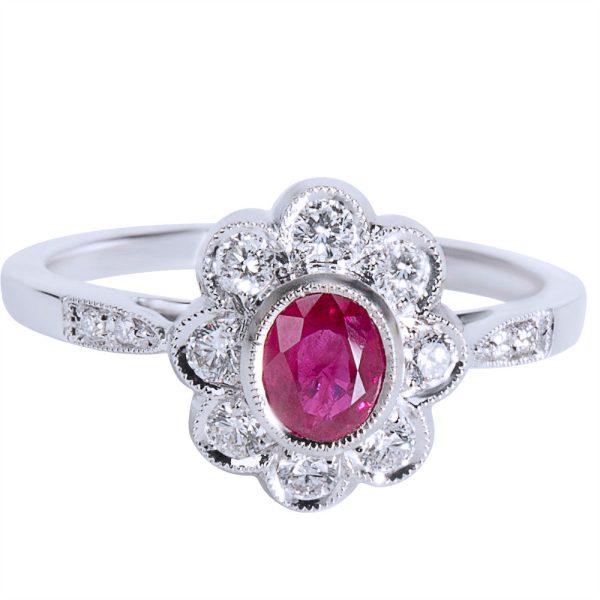 038505 fv 31d5357d 5de1 4d1f 8ad0 11249e5f96dd Ruby Halo Ring in 18K White Gold with Diamonds 028 CTW