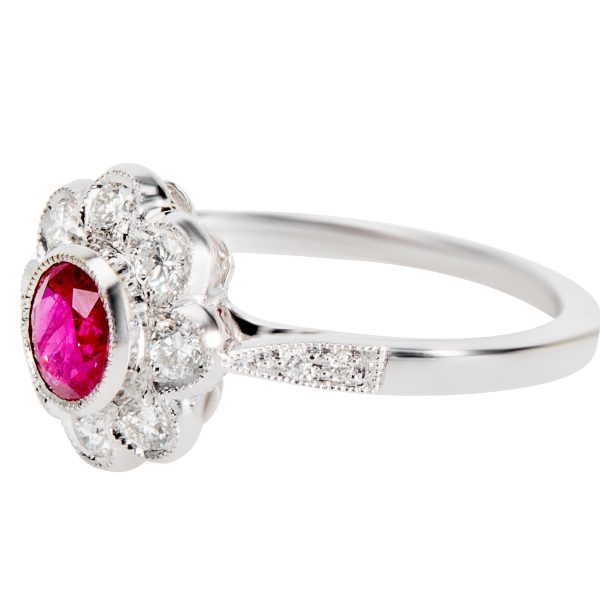 038505 sv a38ee0d1 c39c 4886 b7f2 e96420e3cd4a Ruby Halo Ring in 18K White Gold with Diamonds 028 CTW