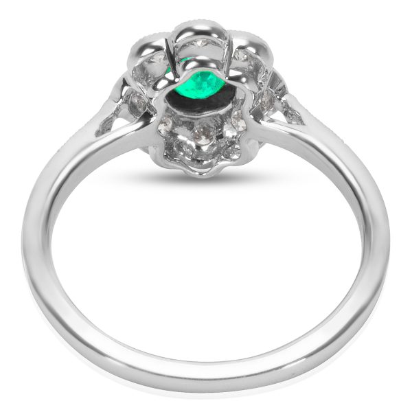 038506 bv BRAND NEW Emerald Diamond Vintage Ring in 18K White Gold 028 CTW