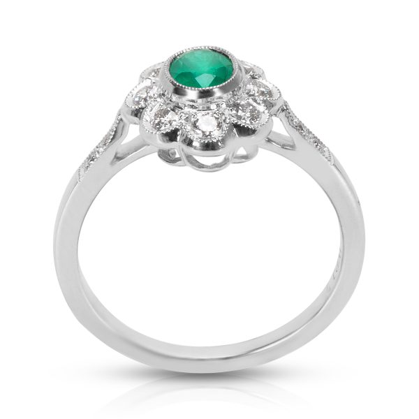 038506 pv BRAND NEW Emerald Diamond Vintage Ring in 18K White Gold 028 CTW