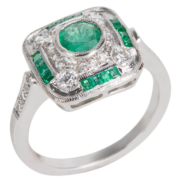 039314 pv BRAND NEW Emerald Diamond Ring in 18K White Gold 058 CTW