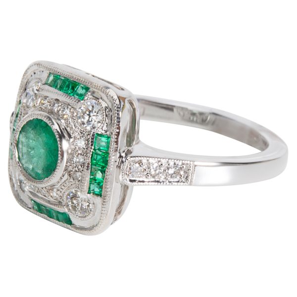 039314 sv BRAND NEW Emerald Diamond Ring in 18K White Gold 058 CTW