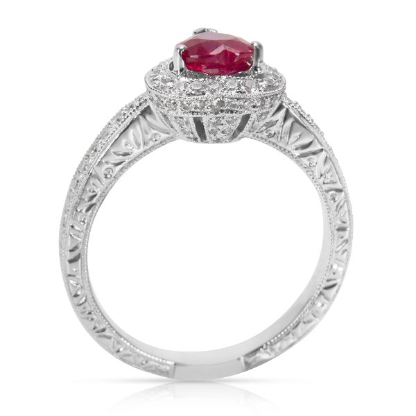 039986 pv 16212c5a 9cac 4b49 bf81 304099a9dfc7 BRAND NEW Diamond and Ruby Heart Fashion Ring in 18K White Gold 108 CTW