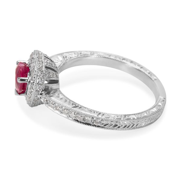 039986 sv e7064765 f261 4d62 96db 8f33e60e805f BRAND NEW Diamond and Ruby Heart Fashion Ring in 18K White Gold 108 CTW