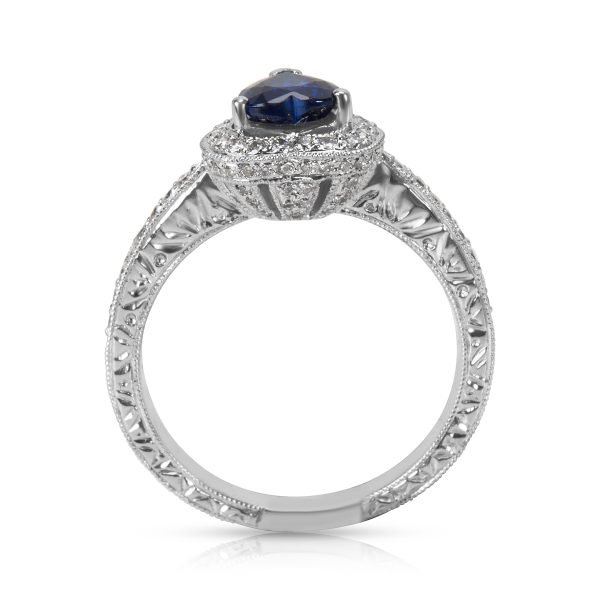 039988 pv 0ef997d7 3c58 4866 b0ac 683fec3ad7f9 BRAND NEW Heart Shaped Sapphire Fashion Ring in 18K White Gold with Diamonds