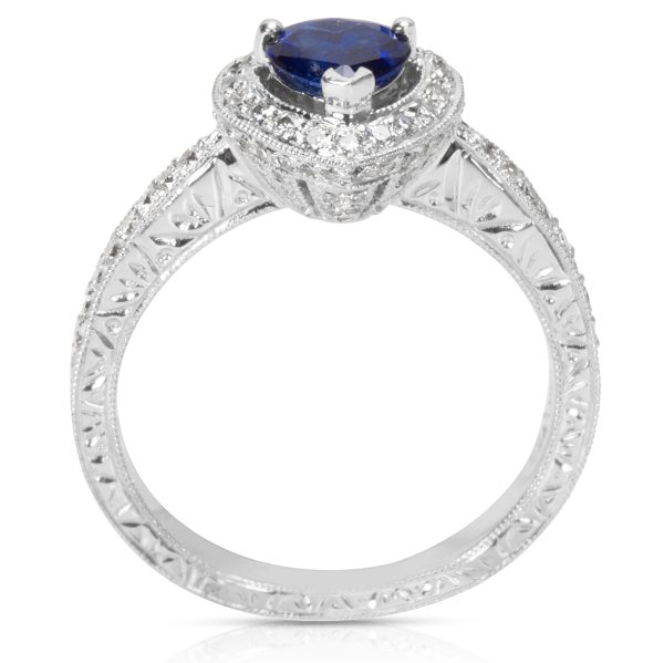 039990 pv BRAND NEW Fashion Ring in 18K White Gold with Sapphire Center and Diamonds