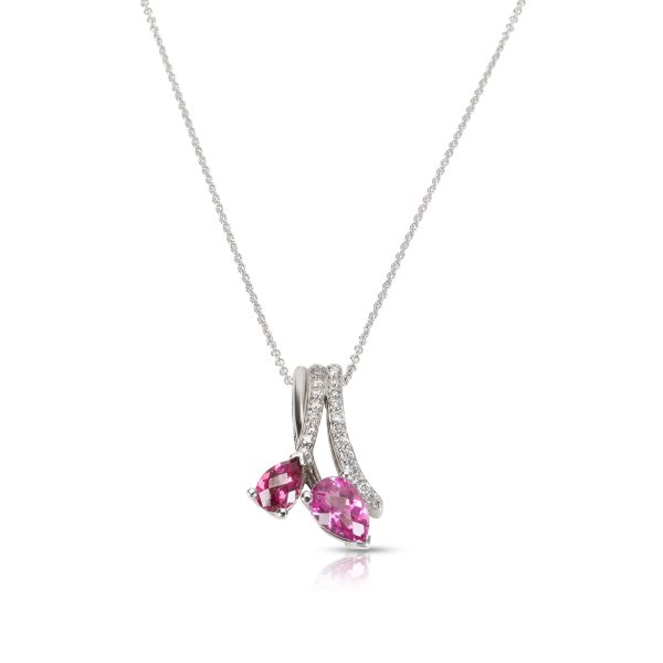 042868 av BRAND NEW Diamond Pink Topaz Rhodolite Pendant in 14K Gold