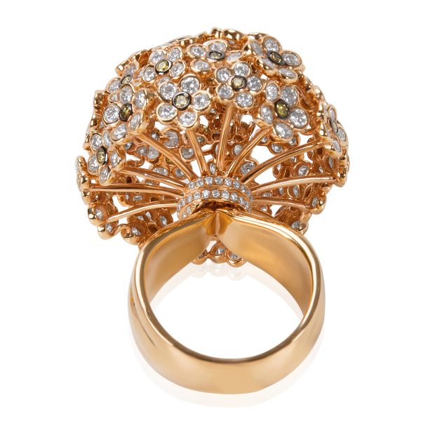 044357 bv BRAND NEW Diamond Flowers Fashion Ring in 18k Rose Gold 703 CTW