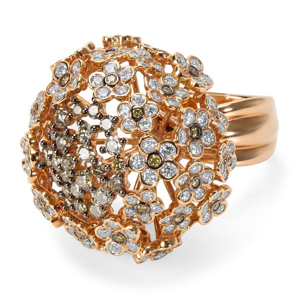 044357 fv BRAND NEW Diamond Flowers Fashion Ring in 18k Rose Gold 703 CTW
