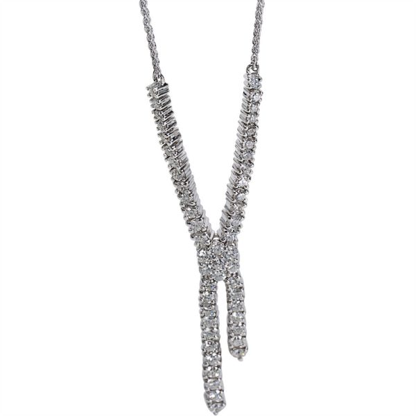 044590 fv Diamond Cluster Drop Necklace in 14K White Gold 150 CTW