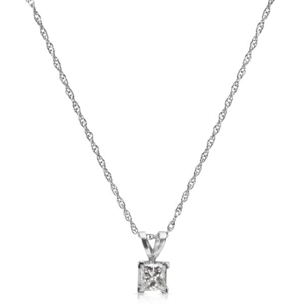 044804 fv Princess Cut Diamond Pendant in 14k White Gold with Chain 055 CTW