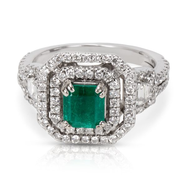 047377 fv ddffaa9e 3909 4af5 95f7 60902bc5e448 BRAND NEW Halo Diamond Emerald Ring in 18KT White Gold 207 ctw