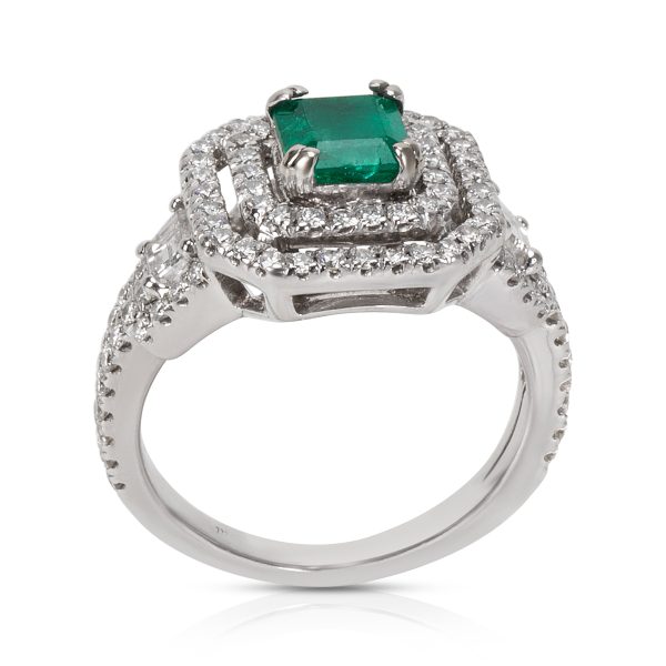 047377 pv BRAND NEW Halo Diamond Emerald Ring in 18KT White Gold 207 ctw