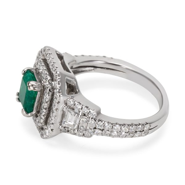 047377 sv BRAND NEW Halo Diamond Emerald Ring in 18KT White Gold 207 ctw