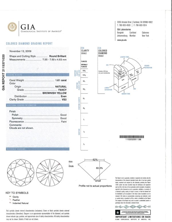 058630 box BRAND NEW Brown Yellow Diamond Engagement Ring in 14k Two Tone Gold 208 CTW