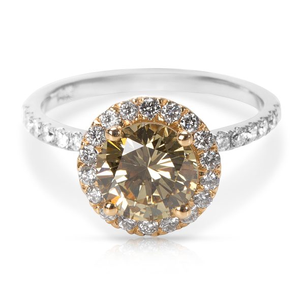 058630 fv BRAND NEW Brown Yellow Diamond Engagement Ring in 14k Two Tone Gold 208 CTW