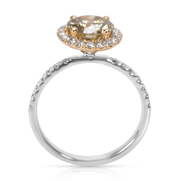 058630 pv BRAND NEW Brown Yellow Diamond Engagement Ring in 14k Two Tone Gold 208 CTW