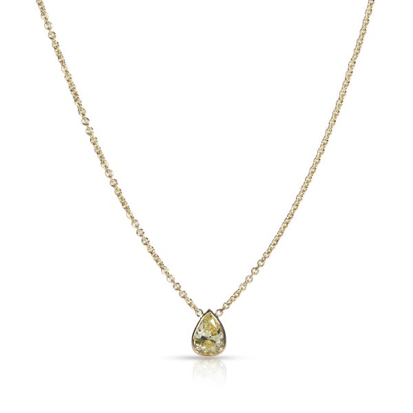 061270 fv 3cd4b4fa 99b8 441f ad2d 3ad19ec7a04e GIA Certified Pear Shape Fancy Intense Yellow VS2 Diamond Necklace 075 Ct