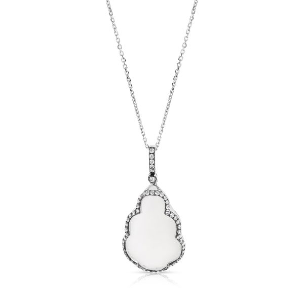 061922 fv White Topaz Pendant in 14K White Gold with Diamonds Accents and Chain 050 CTW