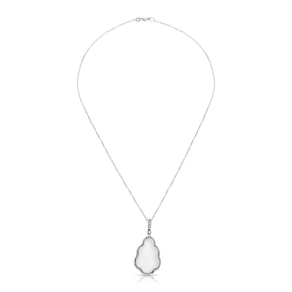 061922 pv White Topaz Pendant in 14K White Gold with Diamonds Accents and Chain 050 CTW