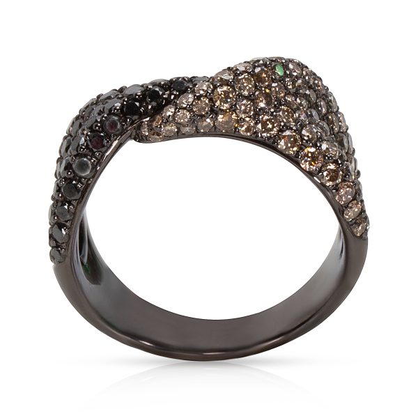 061940 pv Black and Brown Diamond Fashion Ring with Rhodium in 14K Black Gold 190 CTW