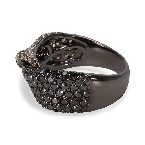 061940 sv Black and Brown Diamond Fashion Ring with Rhodium in 14K Black Gold 190 CTW