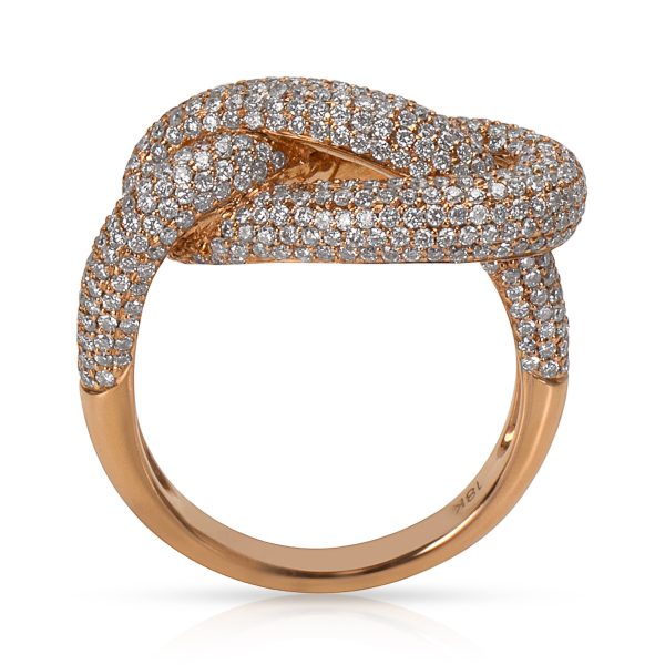 061947 pv BRAND NEW Diamond Pave Knot Fashion Ring in 18k Rose Gold 130 CTW