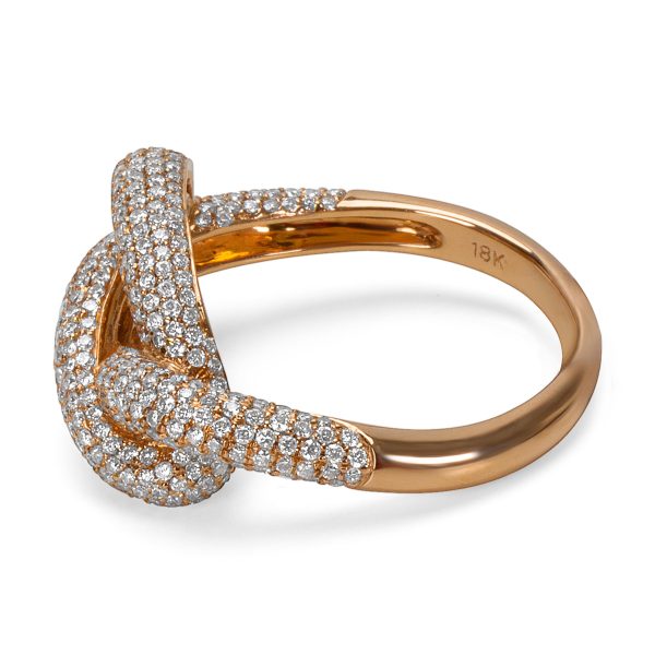 061947 sv BRAND NEW Diamond Pave Knot Fashion Ring in 18k Rose Gold 130 CTW