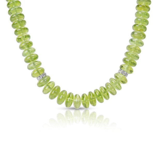 064029 fv Peridot Bead Necklace in 18K White Gold with Diamonds 2200 CTW