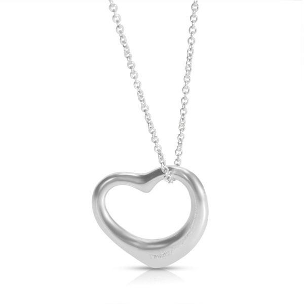 080272 stamp Tiffany Co Elsa Peretti Open Heat Necklace in Sterling Silver
