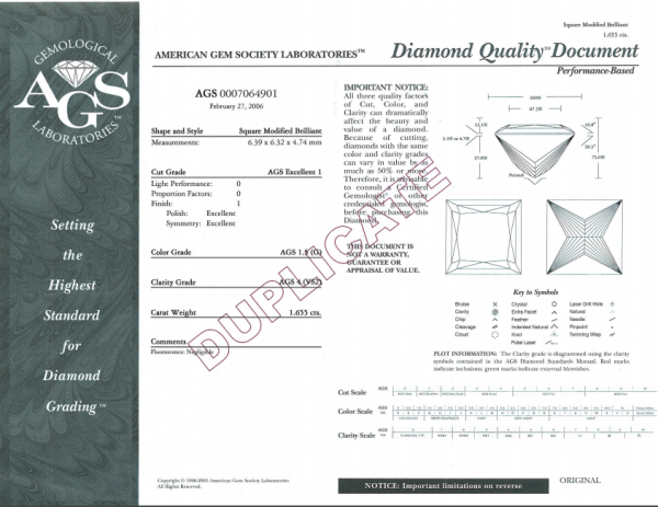 081169 clasp 10093f96 3a00 4c61 892f 931bf28d9033 AGS Certified Princess Diamond Engagement Ring in Platinum G VS2 237ctw