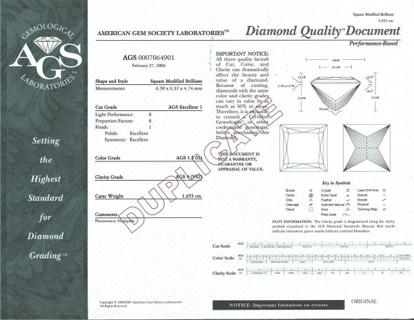 081169 stamp d845b303 00a0 4451 bd93 a9f06c054cc8 AGS Certified Princess Diamond Engagement Ring in Platinum G VS2 237ctw