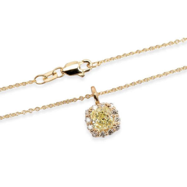 089823 clasp GIA Certified Fancy Light Yellow Radiant Diamond Pendant in 14K Yellow Gold