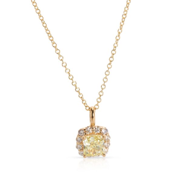 089823 fv GIA Certified Fancy Light Yellow Radiant Diamond Pendant in 14K Yellow Gold