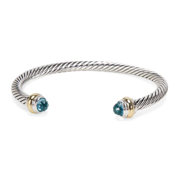 089947 fv c13af04a e876 4e52 9e63 370491054d5b David Yurman Cable Classic Bracelet with Blue Topaz and 14K Gold 5mm