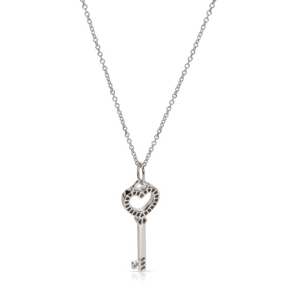 090234 bv Tiffany Co Diamond Key Heart Pendant in Platinum