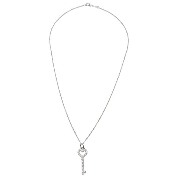 090234 pv Tiffany Co Diamond Key Heart Pendant in Platinum