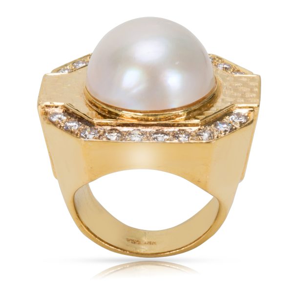 091522 pv 18KT Yellow Gold Diamond Pearl Ring in 18KT Gold 020ctw