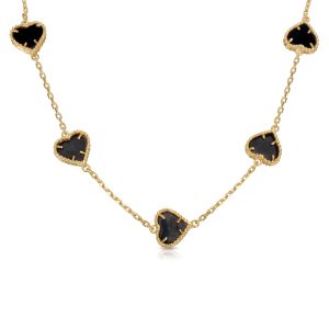 091543 fv Black Onyx Heart Necklace in 18kt Yellow Gold