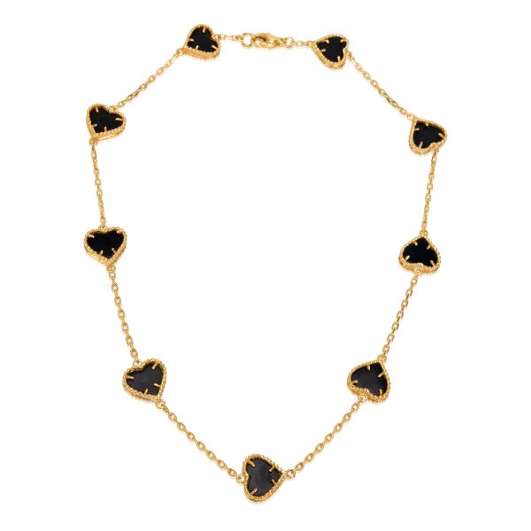 091543 pv Black Onyx Heart Necklace in 18kt Yellow Gold