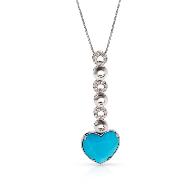 091548 fv 11b6cdec d60e 4515 92a4 071935e538b0 Diamond Turquoise Heart Necklace In 18KT White Gold 025 ctw