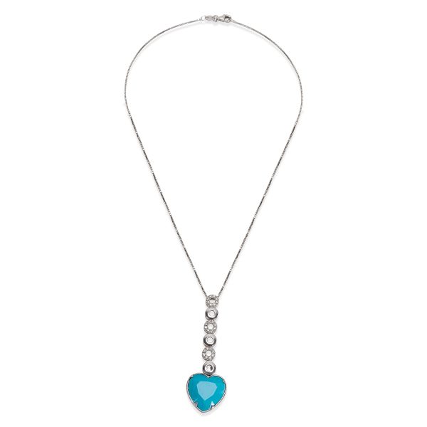 091548 pv eb8f1538 7ed8 42ca b0f7 cd6ae27d75a6 Diamond Turquoise Heart Necklace In 18KT White Gold 025 ctw