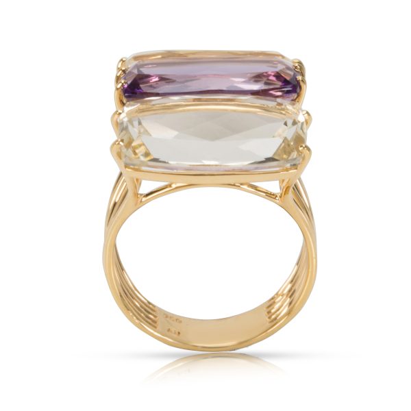 091575 pv Amethyst Citrine Green Amethyst Gemstone Ring in 18K Yellow Gold