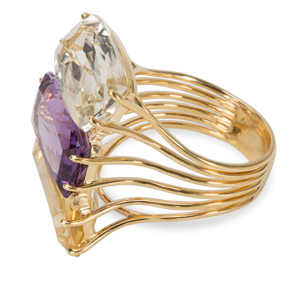 091575 sv Amethyst Citrine Green Amethyst Gemstone Ring in 18K Yellow Gold