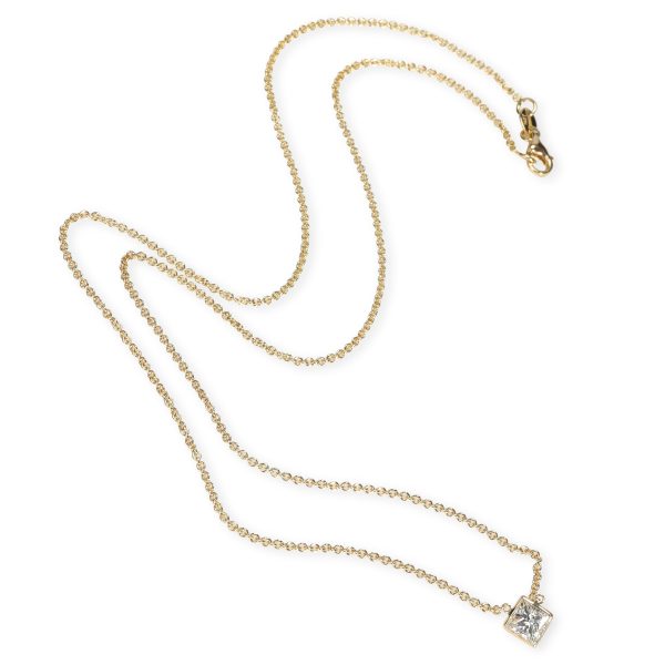 091687 pv GIA Certified Princess Diamond Necklace in 14K Yellow Gold K VS1 071 CTW