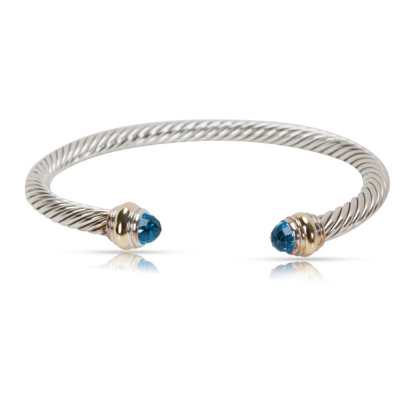 092383 fv 4fa8d7cc 4de3 454e a1ae 2376060578ac David Yurman Cable Blue Topaz Bracelet in Sterling Silver 14K Yellow Gold