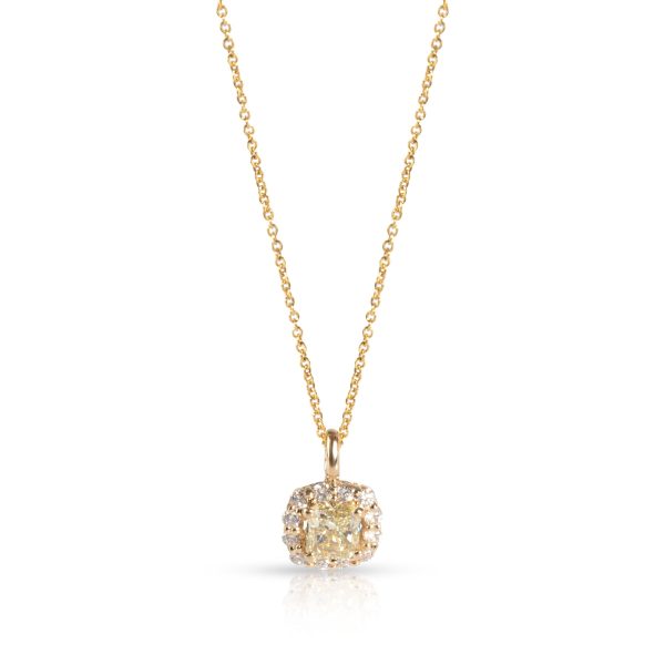 093622 fv 17c4c4b4 bcf4 4b7c baf6 d6217ab90199 Diamond Halo Necklace in 14K Yellow Gold GIA Certified W X VS2 128 CTW